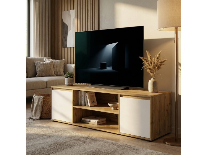 ТВ шкаф Nitro 2D (бяло/ дъб вотан)